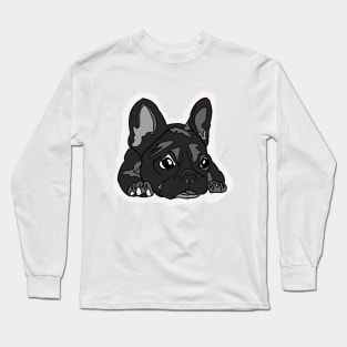 black lazy bulldog lying down Long Sleeve T-Shirt